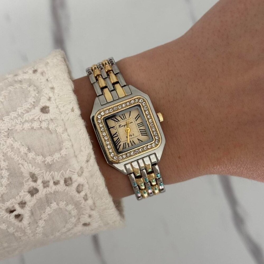 Sku0469 Casual Gold Silver Women Fashion Square Watch Stainless steel + gift bag - Picture 1 of 6